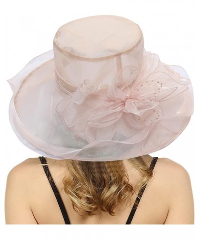 Wide Brim Sun Visor Hat for Womens Summer Dress Hat Wide Leaf Flower Bridal Shower Hat Sun Hats Beach Hat One Size Pink-03ert...