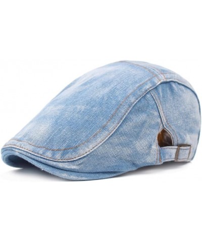 Unisex Denim Newsboy Hats Flat Ivy Cabbie Driving Berets Hat Cotton Dad Hat Adjustable for Men Women Dark Blue Light Blue $9....