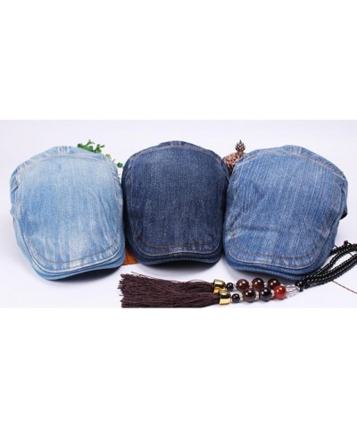 Unisex Denim Newsboy Hats Flat Ivy Cabbie Driving Berets Hat Cotton Dad Hat Adjustable for Men Women Dark Blue Light Blue $9....