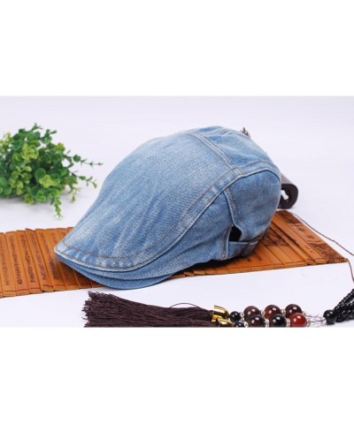 Unisex Denim Newsboy Hats Flat Ivy Cabbie Driving Berets Hat Cotton Dad Hat Adjustable for Men Women Dark Blue Light Blue $9....