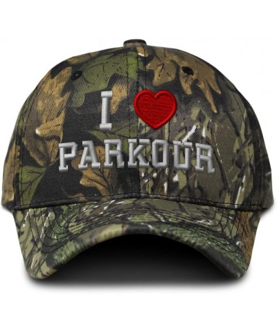 Custom Camo Baseball Cap I (Love) Parkour Red Heart Sports Lovers Cotton Forest Tree Green Design Only $17.69 Baseball Caps