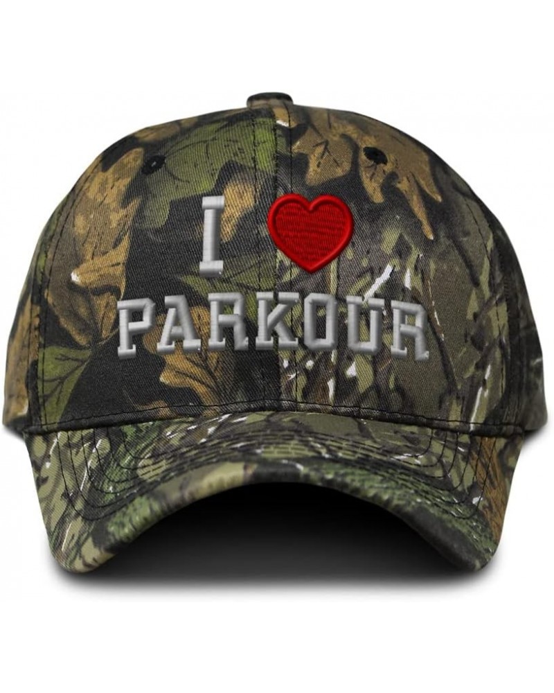 Custom Camo Baseball Cap I (Love) Parkour Red Heart Sports Lovers Cotton Forest Tree Green Design Only $17.69 Baseball Caps