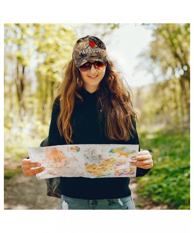 Custom Camo Baseball Cap I (Love) Parkour Red Heart Sports Lovers Cotton Forest Tree Green Design Only $17.69 Baseball Caps