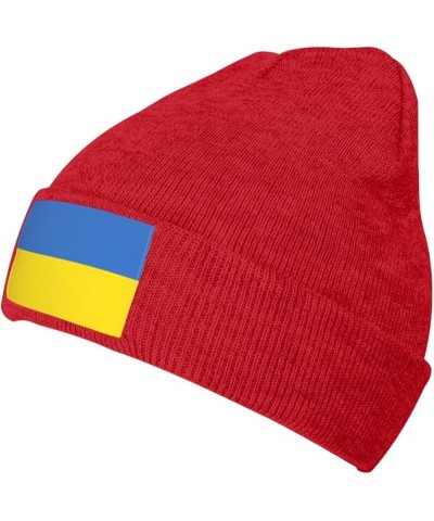 Ukrainian Flag Print Unisex Lightweight Knit Hat Cap Multifunctional Beanie for Travel, Hiking,Skiing Red $8.96 Skullies & Be...