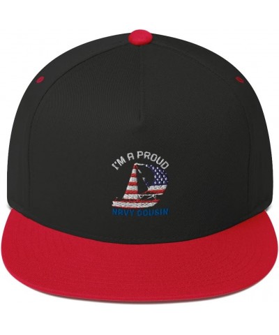 Proud Navy Cousin American Yacht Sailing in The Wind Snapback Black/ Red $19.42 Baseball Caps