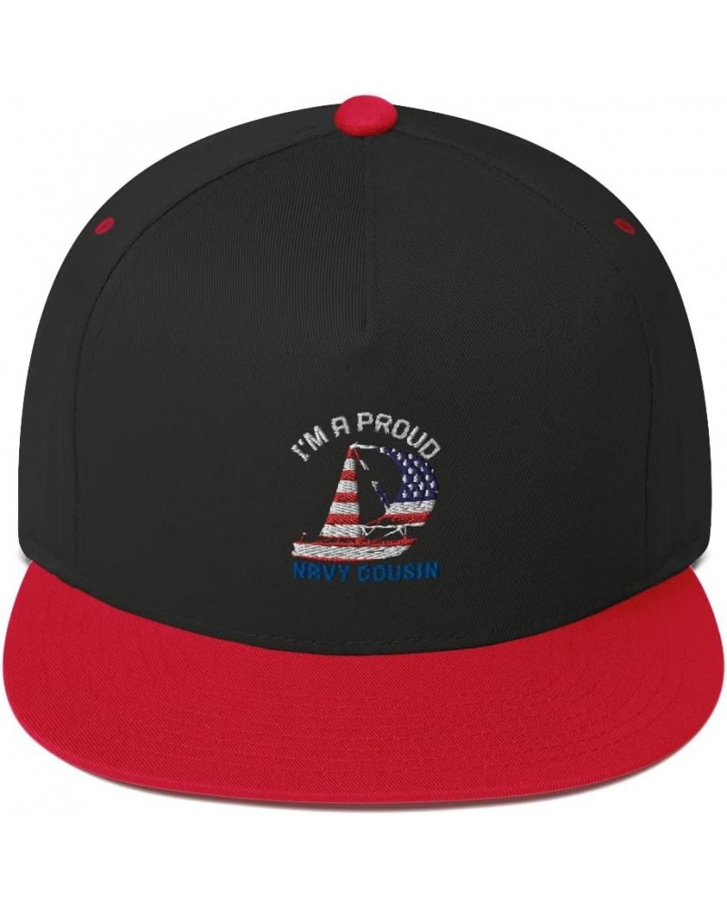 Proud Navy Cousin American Yacht Sailing in The Wind Snapback Black/ Red $19.42 Baseball Caps