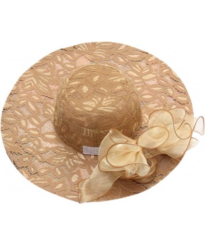 Women's Church Fascinator Bridal Tea Party Wedding Hat Womens Baseball Caps with Ponytail Hole Khaki 8 $8.10 Baseball Caps