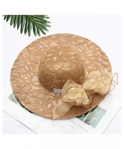 Women's Church Fascinator Bridal Tea Party Wedding Hat Womens Baseball Caps with Ponytail Hole Khaki 8 $8.10 Baseball Caps