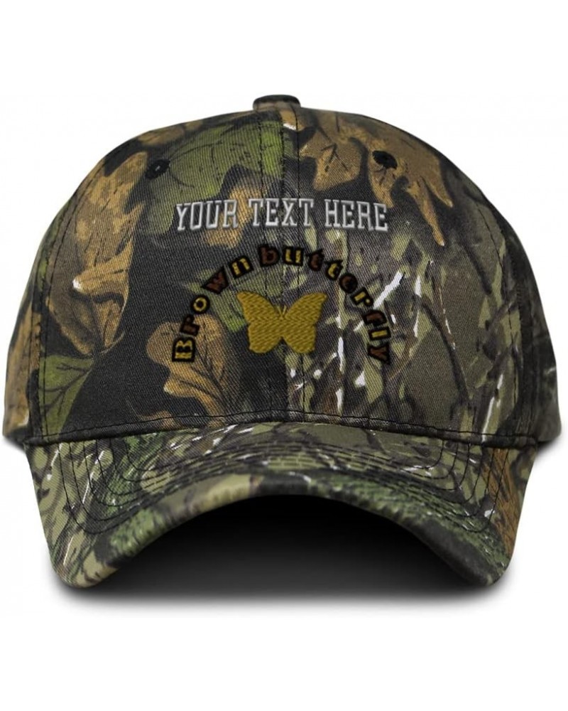 Custom Camo Baseball Cap Brown Butterfly Insects Cotton Hunting Dad Hats for Men & Women Forest Tree Green Personalized Text ...