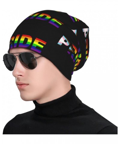 Transgender Pride Rainbow Flag Beanie Skull Cap Warm Knit Slouchy Hat for Women Men $11.10 Skullies & Beanies