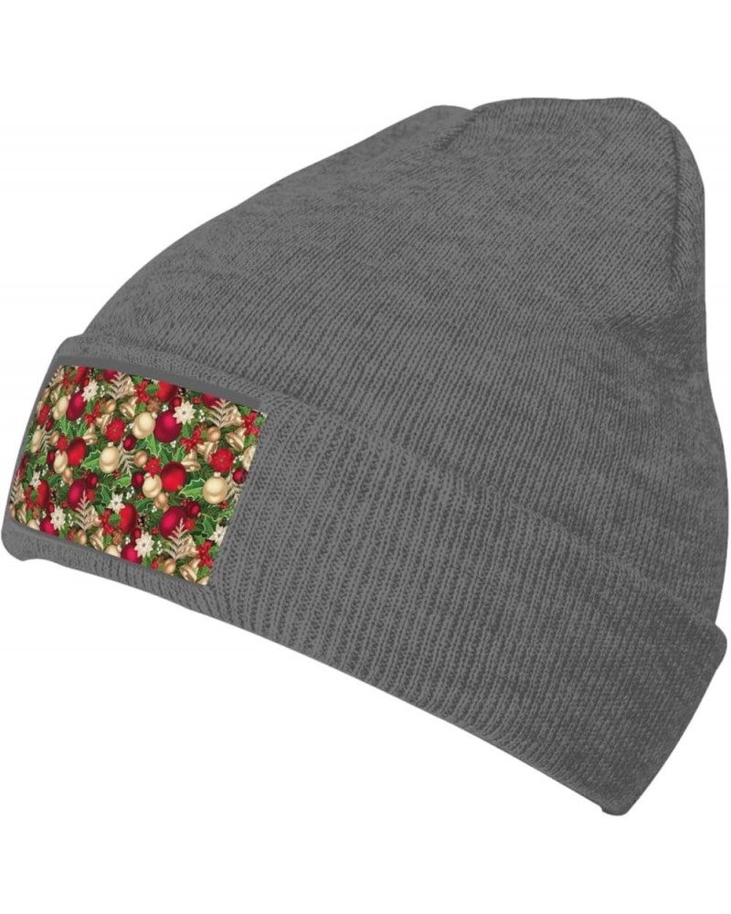 Tree Spruce Leaves Balls Flowers Berry Print Knitted Hat Daily Warm Hat,Soft Outdoor Beanie for Men Women,Eisure Deep Heather...