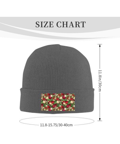 Tree Spruce Leaves Balls Flowers Berry Print Knitted Hat Daily Warm Hat,Soft Outdoor Beanie for Men Women,Eisure Deep Heather...