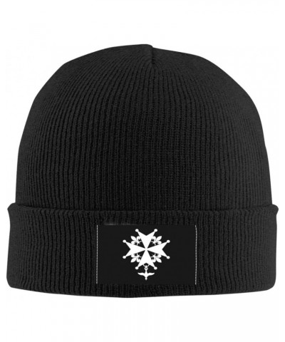 Huguenot Cross Unisex Four Seasons Knitted Hat Winter Warm Hats Hats for Men Women One Size Black $14.03 Skullies & Beanies