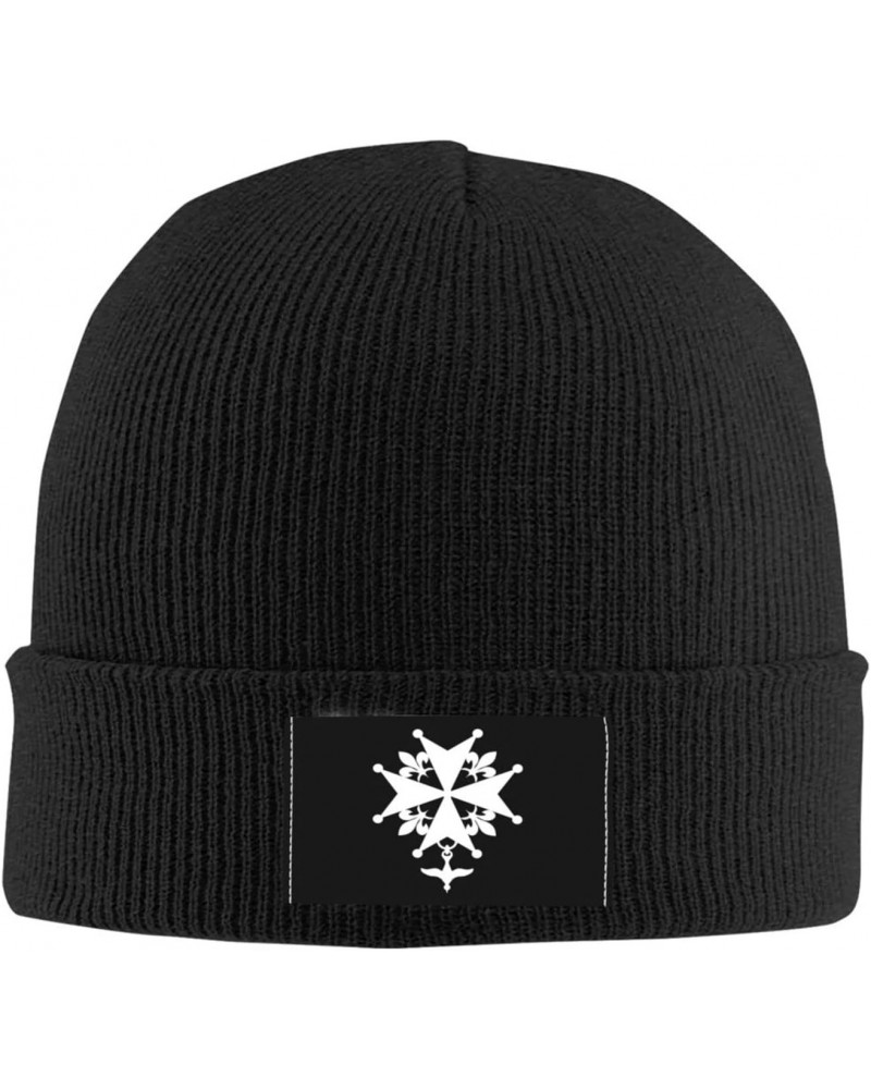 Huguenot Cross Unisex Four Seasons Knitted Hat Winter Warm Hats Hats for Men Women One Size Black $14.03 Skullies & Beanies