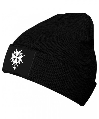 Huguenot Cross Unisex Four Seasons Knitted Hat Winter Warm Hats Hats for Men Women One Size Black $14.03 Skullies & Beanies