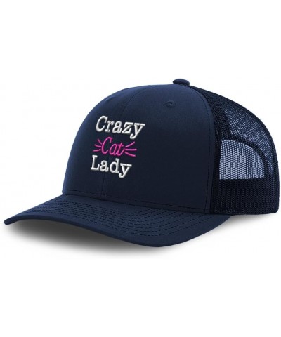 Trucker Baseball Cap Crazy Cat Lady Cotton Dad Hats for Men & Women Navy $12.15 Baseball Caps