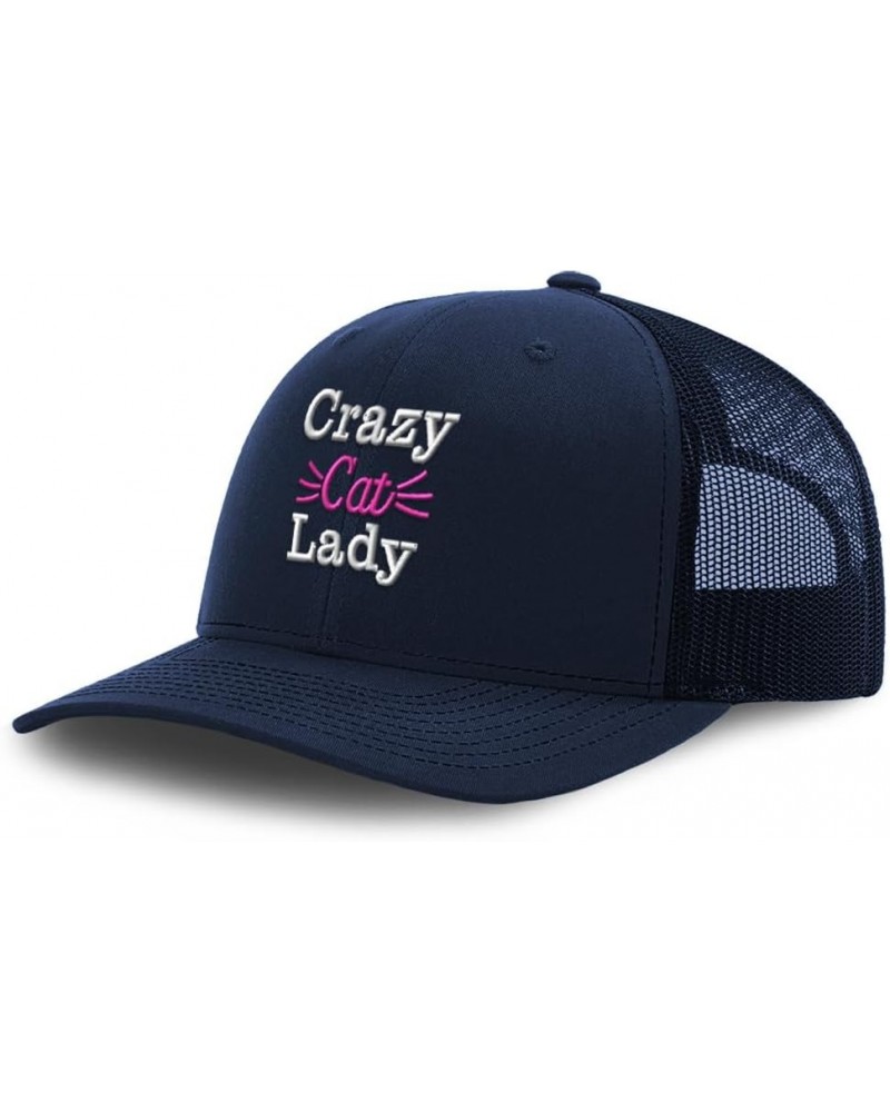 Trucker Baseball Cap Crazy Cat Lady Cotton Dad Hats for Men & Women Navy $12.15 Baseball Caps