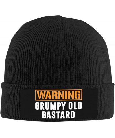 Warning Grumpys Old Bastards Approachs Winter Warm Knit Hats Soft Cozy Skull Cap Men Women Black $12.40 Skullies & Beanies