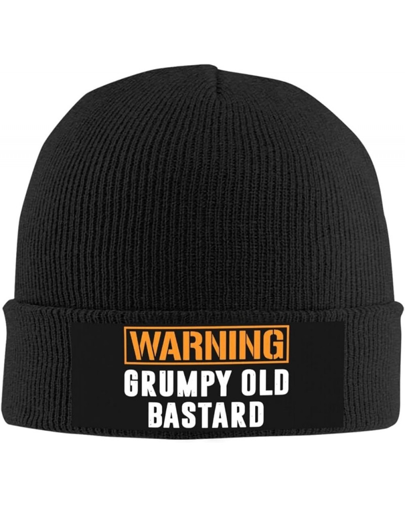 Warning Grumpys Old Bastards Approachs Winter Warm Knit Hats Soft Cozy Skull Cap Men Women Black $12.40 Skullies & Beanies