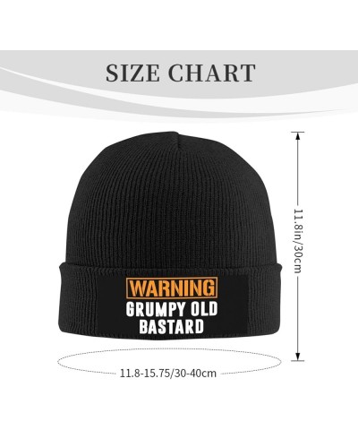 Warning Grumpys Old Bastards Approachs Winter Warm Knit Hats Soft Cozy Skull Cap Men Women Black $12.40 Skullies & Beanies