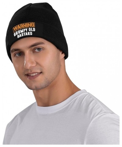 Warning Grumpys Old Bastards Approachs Winter Warm Knit Hats Soft Cozy Skull Cap Men Women Black $12.40 Skullies & Beanies