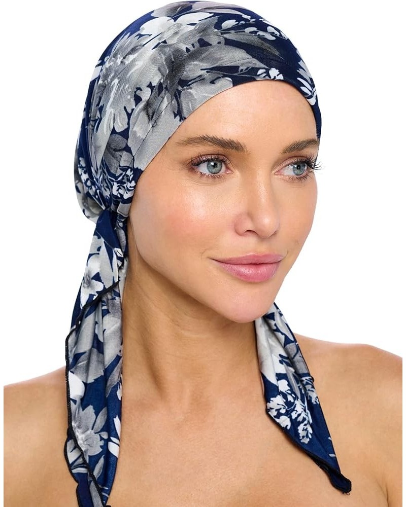 Pre Tied Bandana Turban Chemo Head Scarf Sleep Hair Cover Hat Floral Blue/White $9.60 Headbands