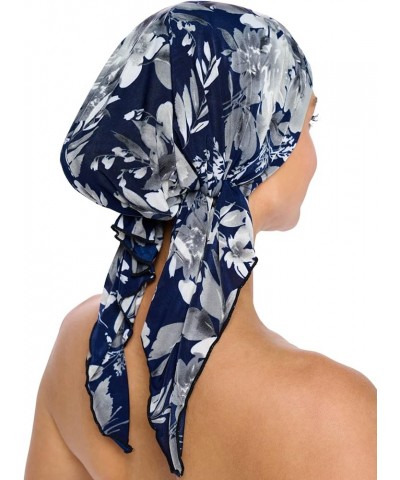 Pre Tied Bandana Turban Chemo Head Scarf Sleep Hair Cover Hat Floral Blue/White $9.60 Headbands