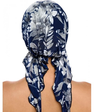 Pre Tied Bandana Turban Chemo Head Scarf Sleep Hair Cover Hat Floral Blue/White $9.60 Headbands