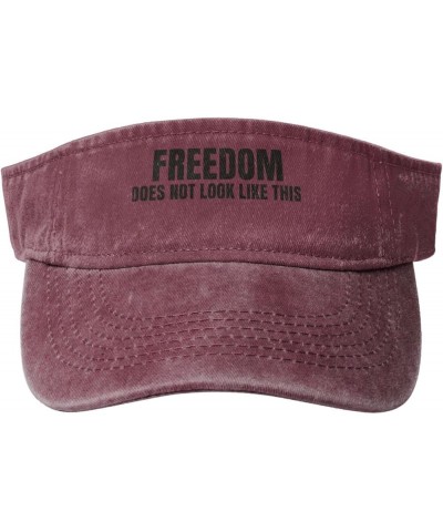 Freedom Does Not Look Like This Black Sun Visor Hats Cotton Empty Top Baseball Cap for Men Women,Deep Heather Red $12.36 Visors