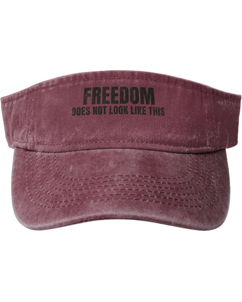 Freedom Does Not Look Like This Black Sun Visor Hats Cotton Empty Top Baseball Cap for Men Women,Deep Heather Red $12.36 Visors