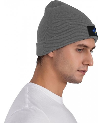 Republic of Kosovo Stub Beanie Hat for Men Women Soft Cozy Skull Cap Winter Warm Knit Hats Deep Heather $9.78 Skullies & Beanies