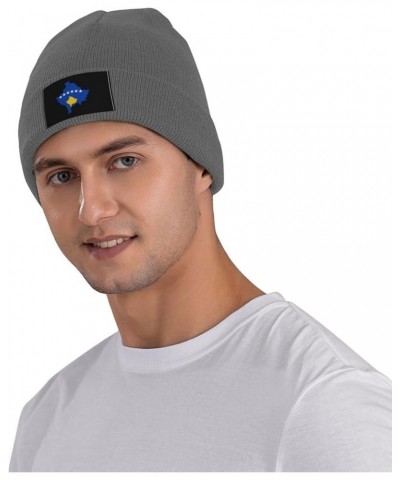 Republic of Kosovo Stub Beanie Hat for Men Women Soft Cozy Skull Cap Winter Warm Knit Hats Deep Heather $9.78 Skullies & Beanies