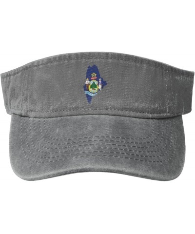 Maine Terrain Map Sun Visor Hats for Women Men Adjustable Sports Sun Hats Cotton Golf Cap Gray $11.90 Visors