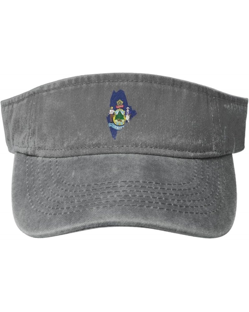 Maine Terrain Map Sun Visor Hats for Women Men Adjustable Sports Sun Hats Cotton Golf Cap Gray $11.90 Visors