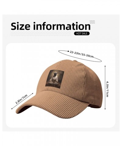 Beige Curved Eaves Baseball Cap Hat Fashion Men Womens Corduroy Yoga Pug Picture Khaki $14.07 Baseball Caps