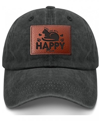 You are My Happy Please Cat Valentine Cowboy Hat Funny Beach Hat Gifts for Grandpa Who Like Engraved,Running Hat Allblack $12...