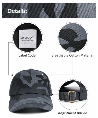 Oversize XXL 100% Cotton Baseball Cap,Large Baseball Hat for Big Heads 23.5"-25.5",Adjustable Plain Dad Cap Gray Camo $12.23 ...