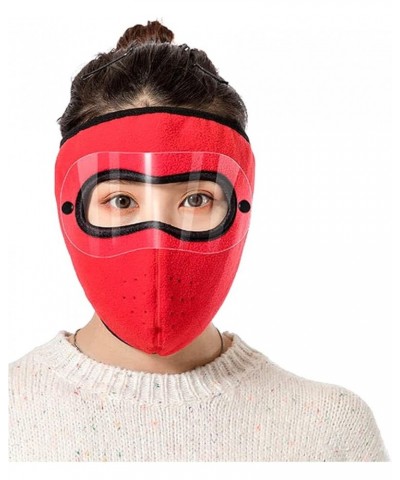 Winter Fleece Mask Warm Mask,Full Cover Face Mask Outdoor Windproof Mask Breathable Thickened Dustproof Reusable Mask Red,eye...