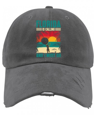 Hats for Men Baseball Cap Funny Baseball Cap Florida is Calling I Must Go Baseball Cap Women Dark Grey $9.21 Baseball Caps