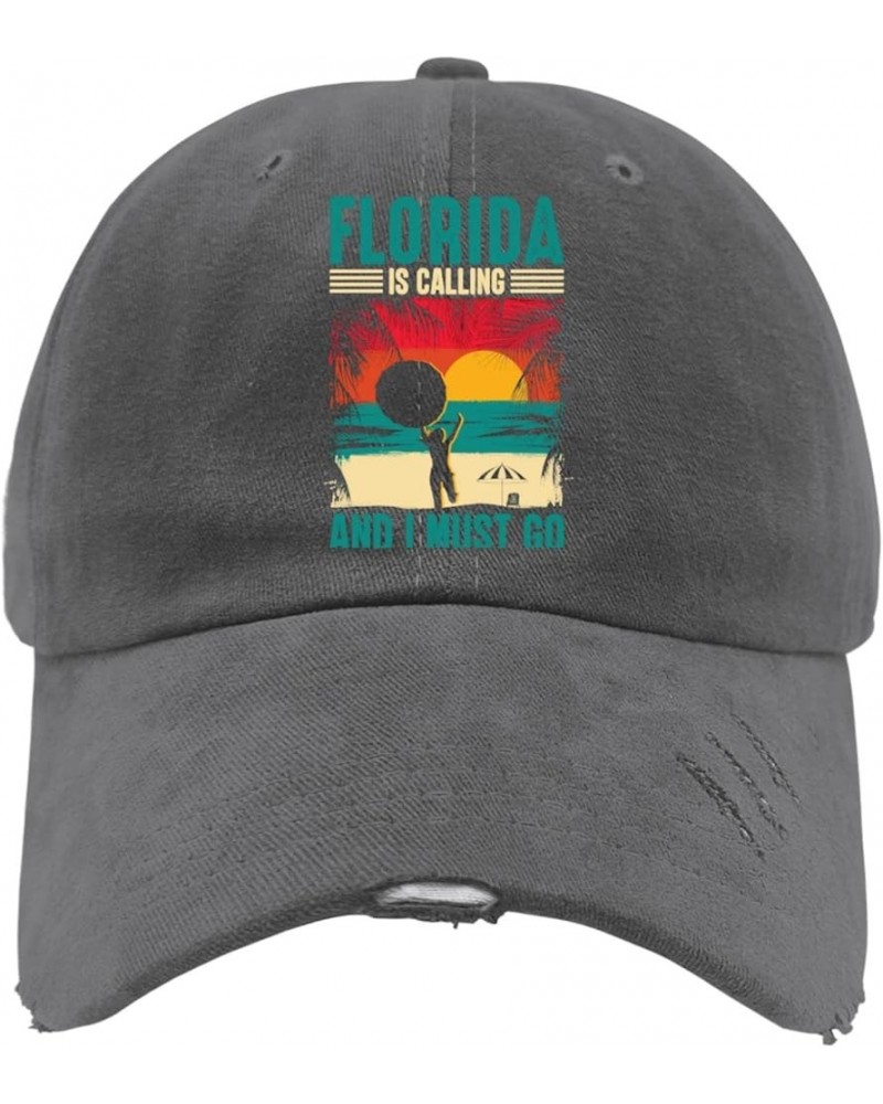 Hats for Men Baseball Cap Funny Baseball Cap Florida is Calling I Must Go Baseball Cap Women Dark Grey $9.21 Baseball Caps