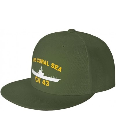 USS Coral SEA CV 43 Flag-Baseball Caps-Denim Hats Cowboy Knit hat Fisherman's hat Moss Green $12.44 Baseball Caps