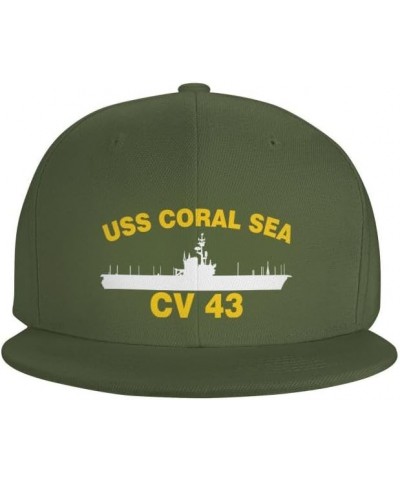 USS Coral SEA CV 43 Flag-Baseball Caps-Denim Hats Cowboy Knit hat Fisherman's hat Moss Green $12.44 Baseball Caps