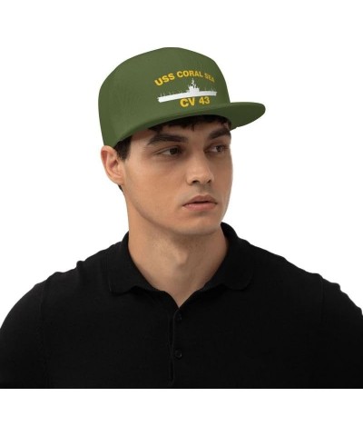 USS Coral SEA CV 43 Flag-Baseball Caps-Denim Hats Cowboy Knit hat Fisherman's hat Moss Green $12.44 Baseball Caps