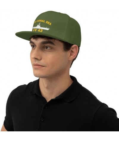 USS Coral SEA CV 43 Flag-Baseball Caps-Denim Hats Cowboy Knit hat Fisherman's hat Moss Green $12.44 Baseball Caps