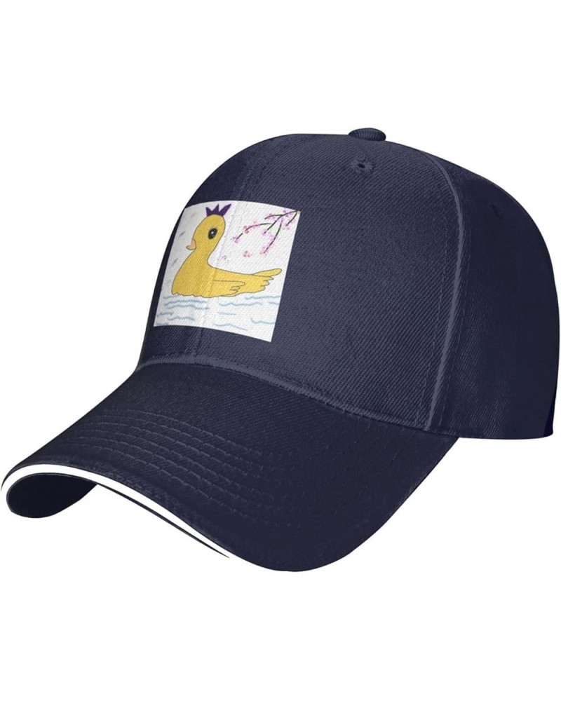 Little Yellow Duck Picture Casual General Baseball Cap Black : Comfortable, Light Navy Blue $11.64 Baseball Caps