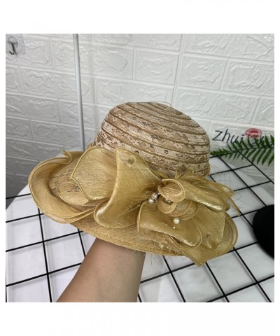 Women Tea Party Church Cocktail Fascinator Hats Black Church Hats Green Wedding Bowler Hats 3-gold $9.53 Sun Hats