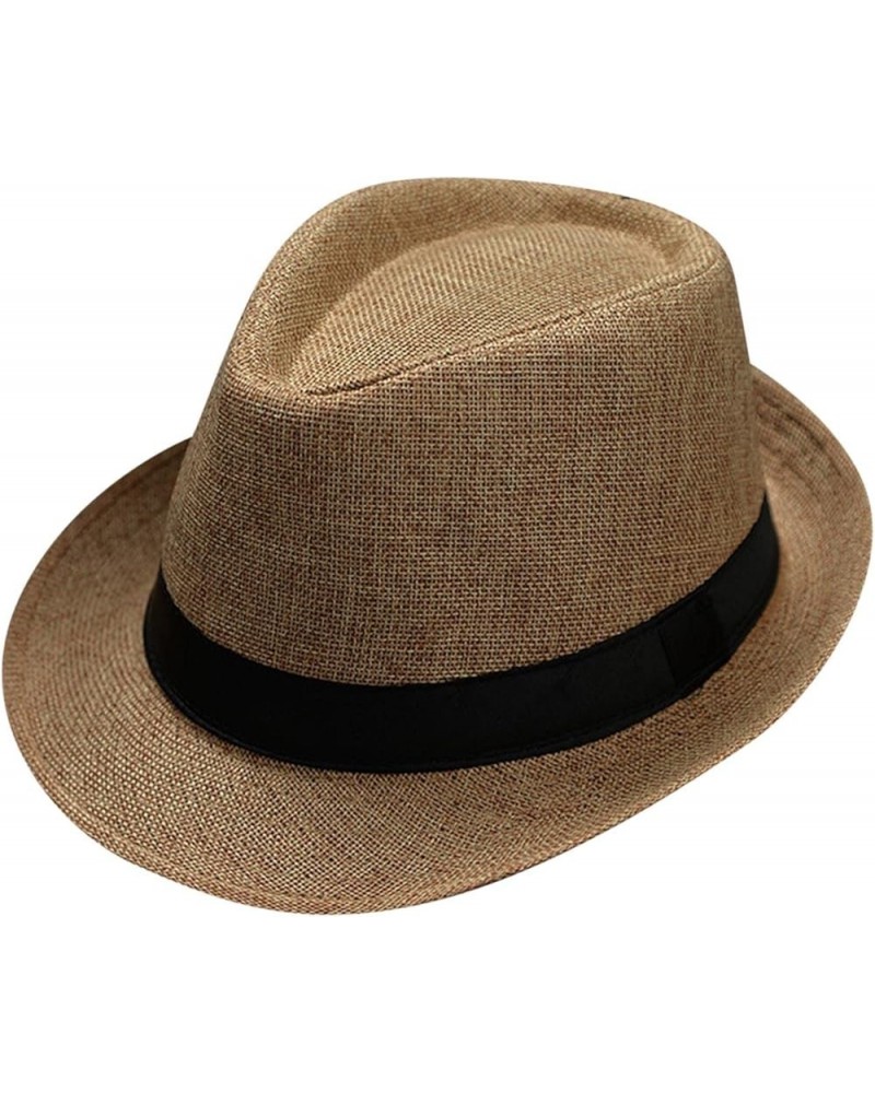 Men and Women Retro Jazz Hat Bohemian Style British Sun Hat Travel Sun Hat Stray Deal Roll up Yellow-3 $10.74 Sun Hats