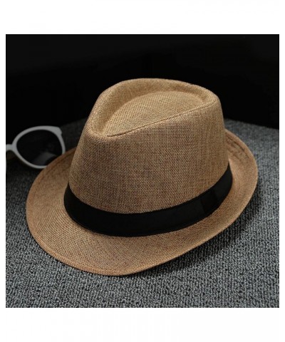 Men and Women Retro Jazz Hat Bohemian Style British Sun Hat Travel Sun Hat Stray Deal Roll up Yellow-3 $10.74 Sun Hats