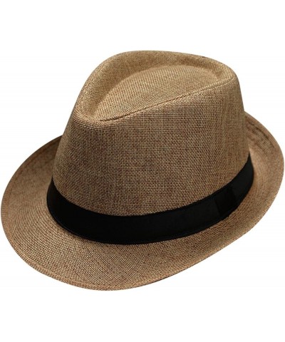 Men and Women Retro Jazz Hat Bohemian Style British Sun Hat Travel Sun Hat Stray Deal Roll up Yellow-3 $10.74 Sun Hats