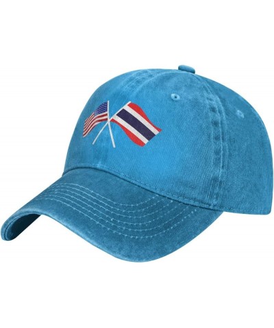 American and Thailand Flag Cowboy Baseball Cap Trucker Hat Blue $18.44 Cowboy Hats